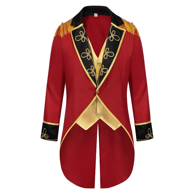 KIDWHXR Tailcoat Man Medieval Retro Contrast Color Male Suit Coat Single-breasted Stage Party Halloween Cosplay Men Jacket