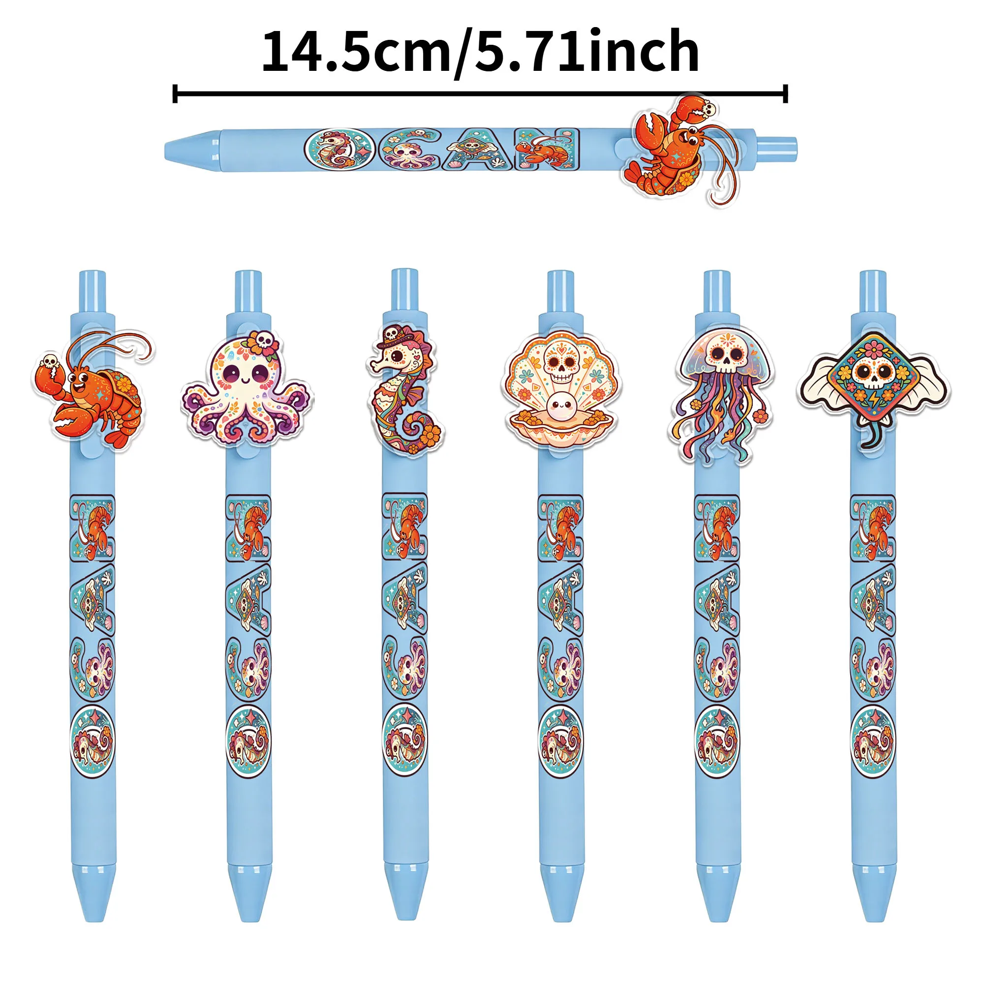 6pcs/12pcs Undead seal press the ballpoint pen marine life creative writing pen with random patterns