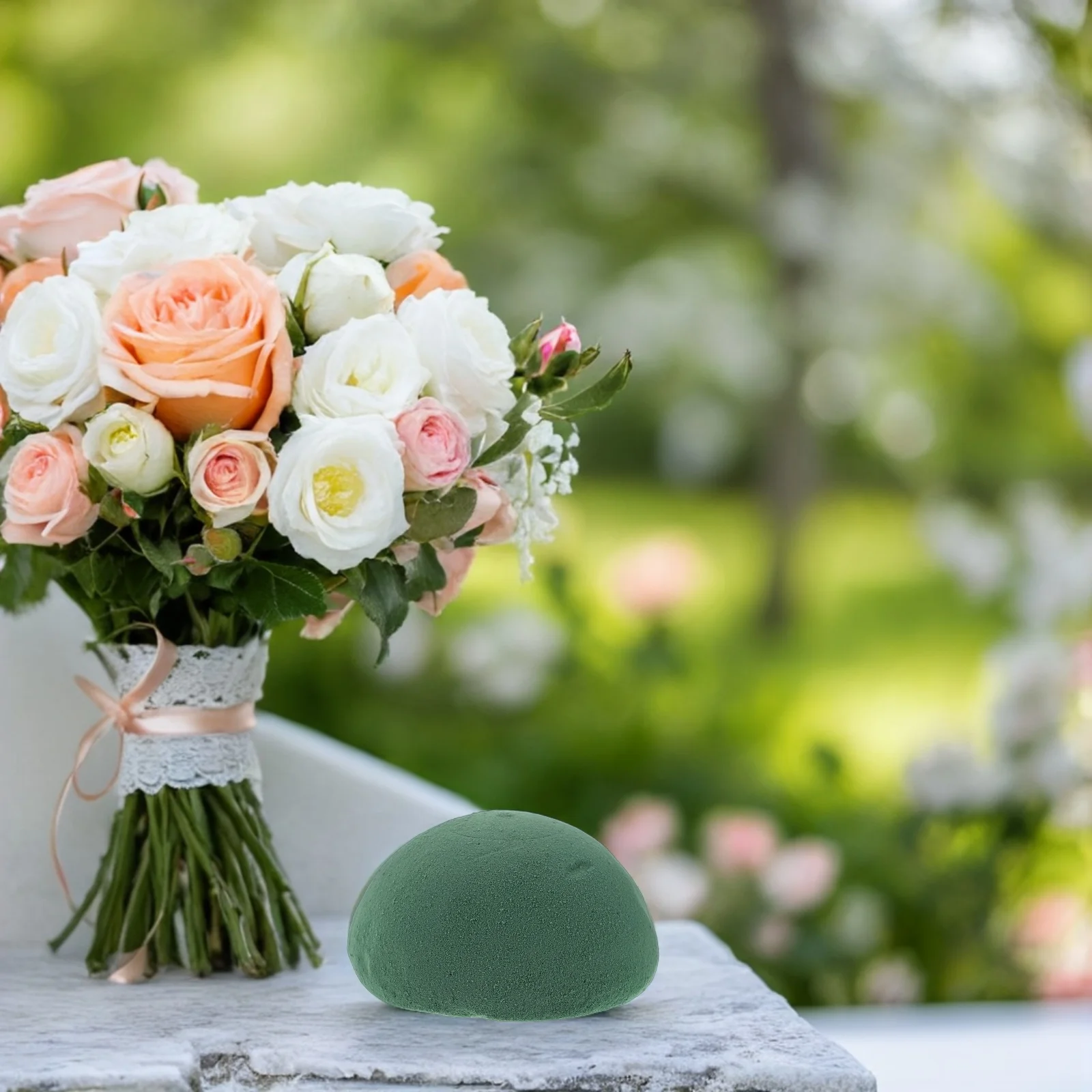 8 قطعة كتل رغوة الأزهار المستديرة الخضراء نصف الكرة رغوة الحرفية الجافة 3.54x1.77 بوصة لمستلزمات ترتيب باقة الزهور الاصطناعية