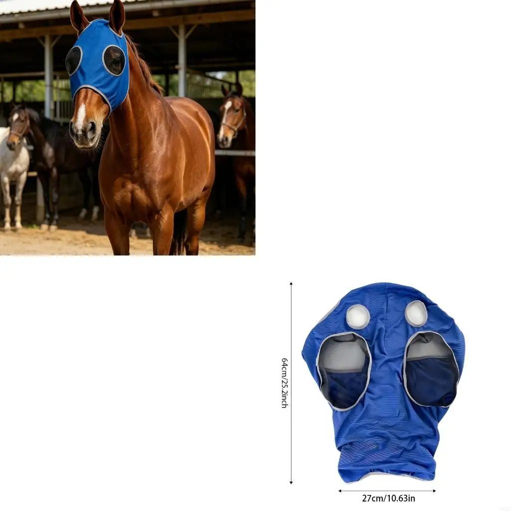 G92C Universal Breathable Horse Face Cover with Ear Away form  Debris Provide Comfort for Outdoor Summer