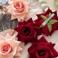 Bridal Rose Flower Hairpin Brooch Fashion Chic Wedding Bridesmaid Party Accessories Hair Clip Barrettes Elegant Headwear