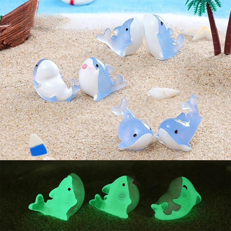 Micro Landscape Creative Glow-in-the-dark Cute Little Shark Figurine Landscaping Diy Decorations Home Desktop Ornaments