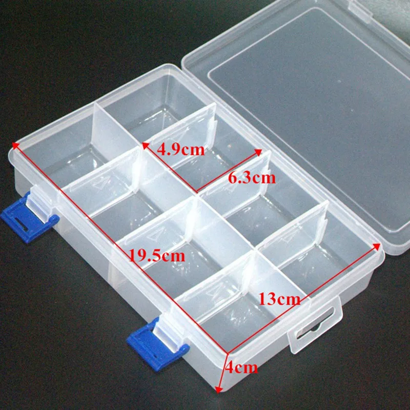 20cm 8/6/2 Grids Plastic Organizer Adjustable Beads Storage Box Transparent Case For Jewelry Earring Gear Accessories Container