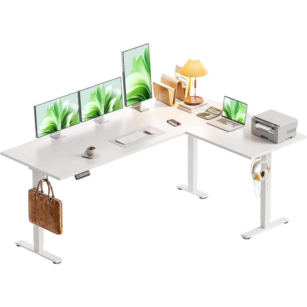

63 Inch Electric L-Shaped Standing Desk, Reversible Corner Desk with Height Adjustment, Large Ergonomic Workstation