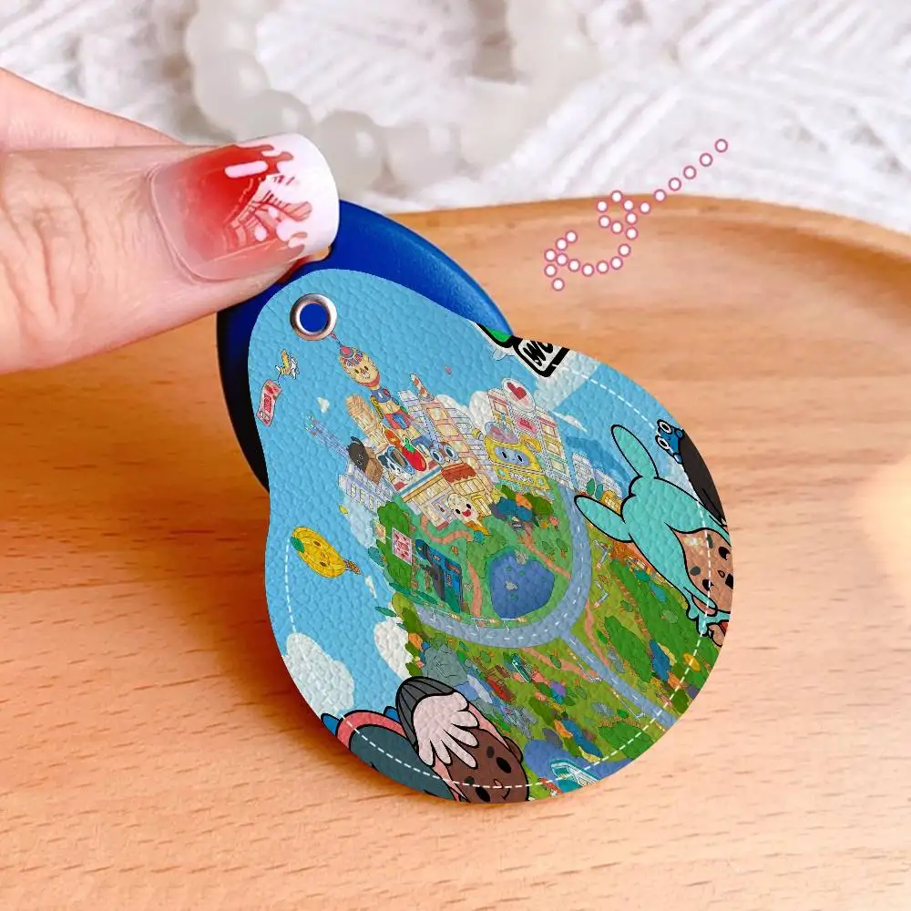T-Toca B-Boca Life World 1pcs Leather Card Holder With Key Ring Water Drop Shaped Key Case Keychain Doorlock Accessories