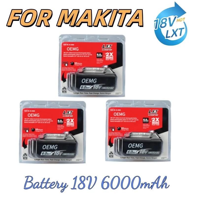 

FOR Makita 18V 6.0Ah Battery: Versatile for Tools LXT 18V stability, 6.0Ah capacity. Perfect for contractors switching tasks.