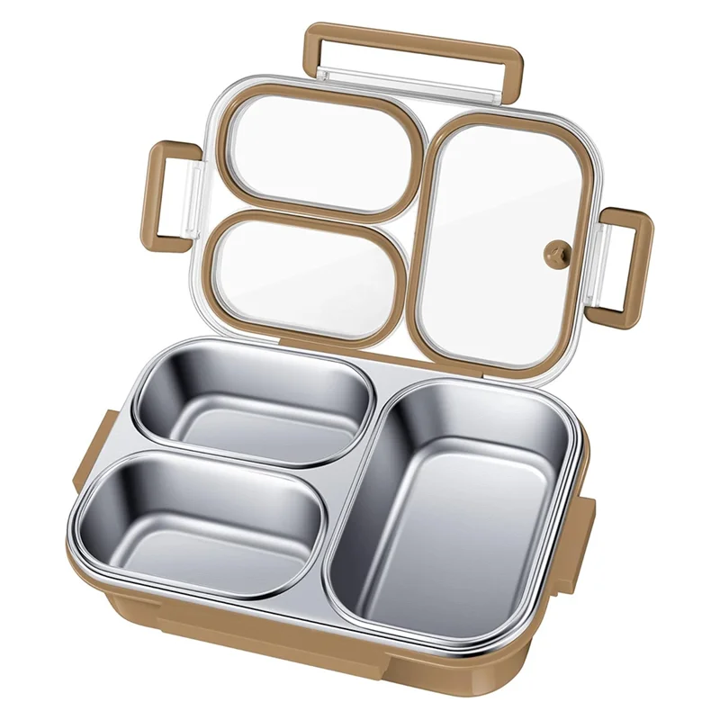

AT51-Lunch Box Kids Stainless Steel Lunch Box Stainless Steel Bento Box Kids Mocha Khaki