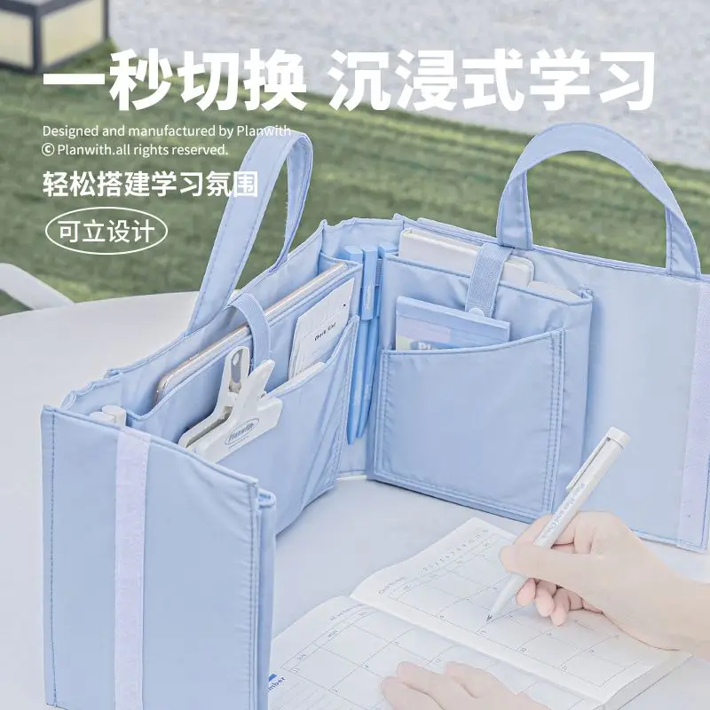 

Simple Design Portable Pencil Case - Big Capacity Foldable Tote Bag with Multiple Pockets for School, Office, Travel Essentials