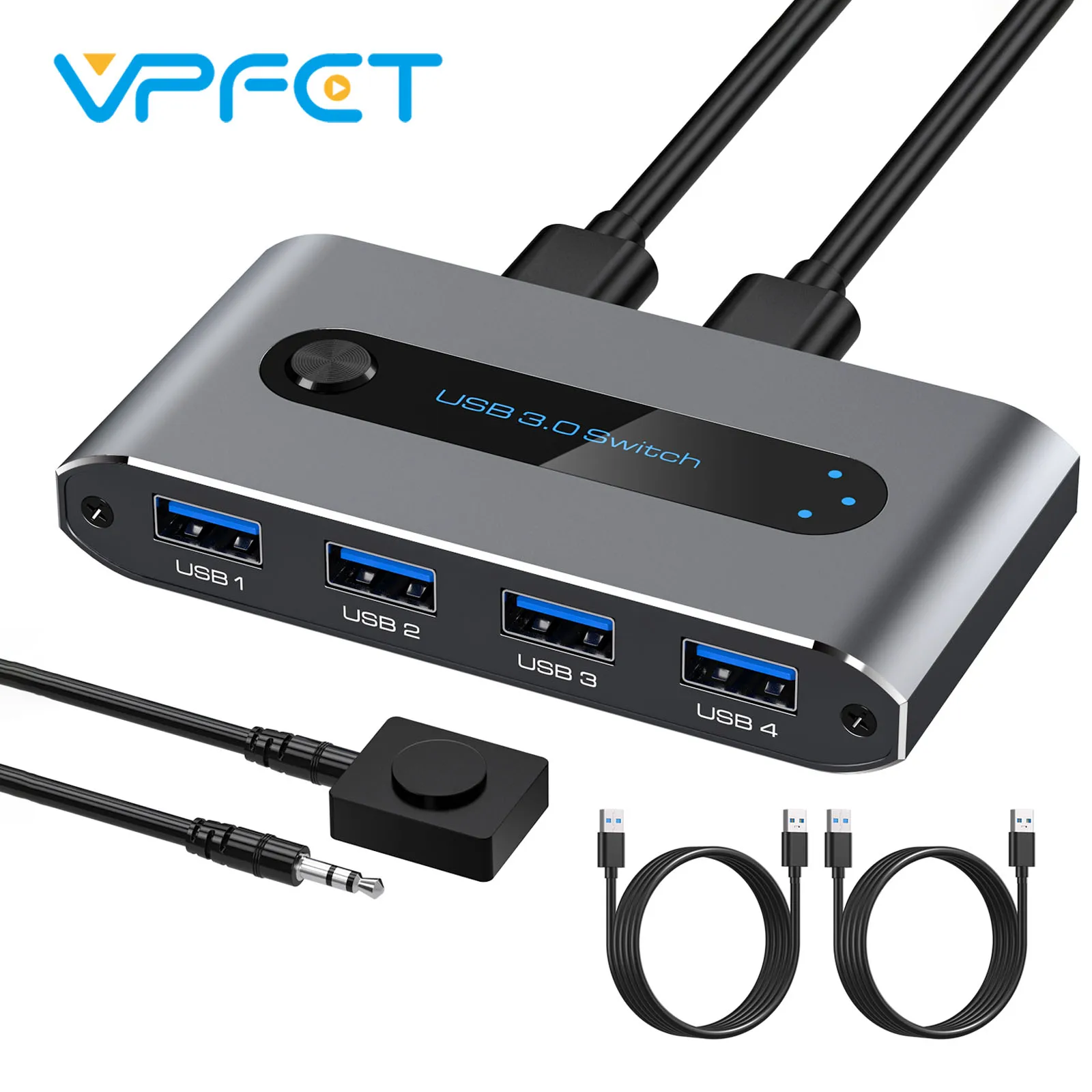 

USB 3.0 Switch 2 in 4 out With KVM Switch 2 Computers 5Gbps Share 4 USB 3.0 Devices with Cable Desktop Controller Mouse Keyboard