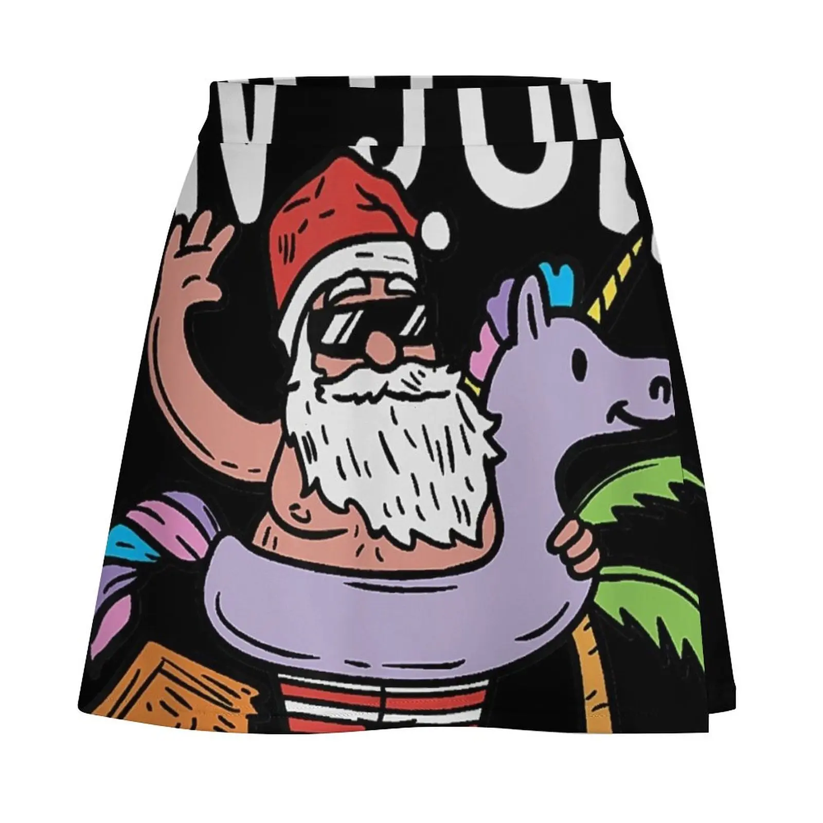Christmas In July Santa Unicorn Floater Funny Summer Gift Mini Skirt night club outfits korean style clothing Mini Skirt