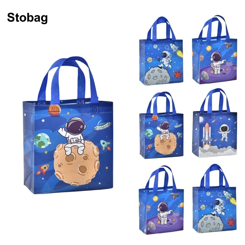 

StoBag 8/20pcs Cartoon Non-woven Gift Tote Bags Children Kids Fabric Package Waterproof Storage Reusable Pouch Birthday Party