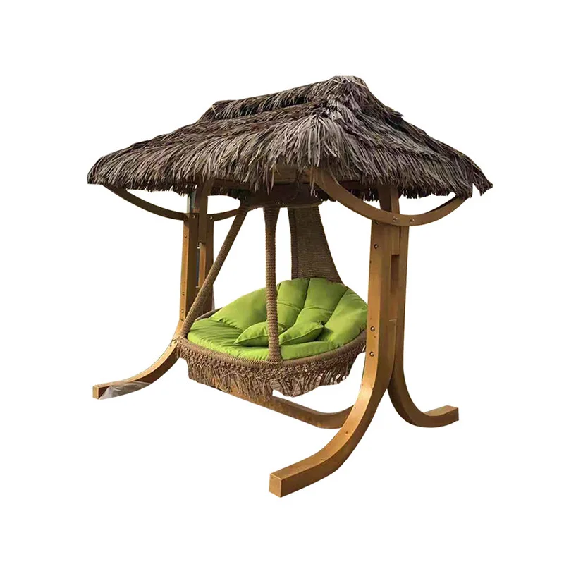 Outdoor Swing Rocking Chair Balcony Garden Solid Wood Hanging Basket Leisure Furniture Cradle, Hanging Chair