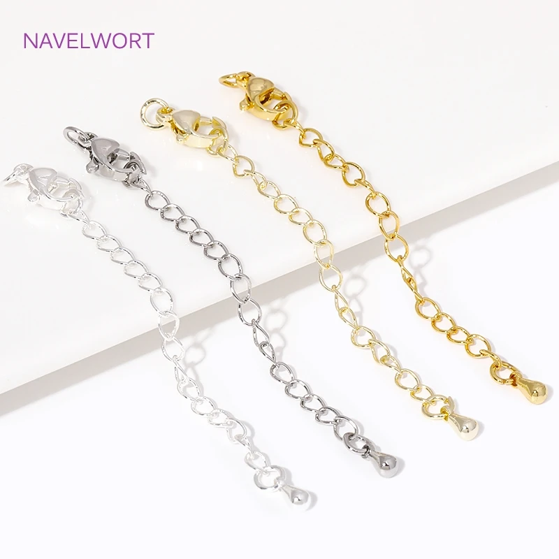 2/5/10Pcs/Lot 18K Gold Plated Extension Tail Chain With Lobster Clasps Connector Extended Chain,DIY Jewelry Making Accessories