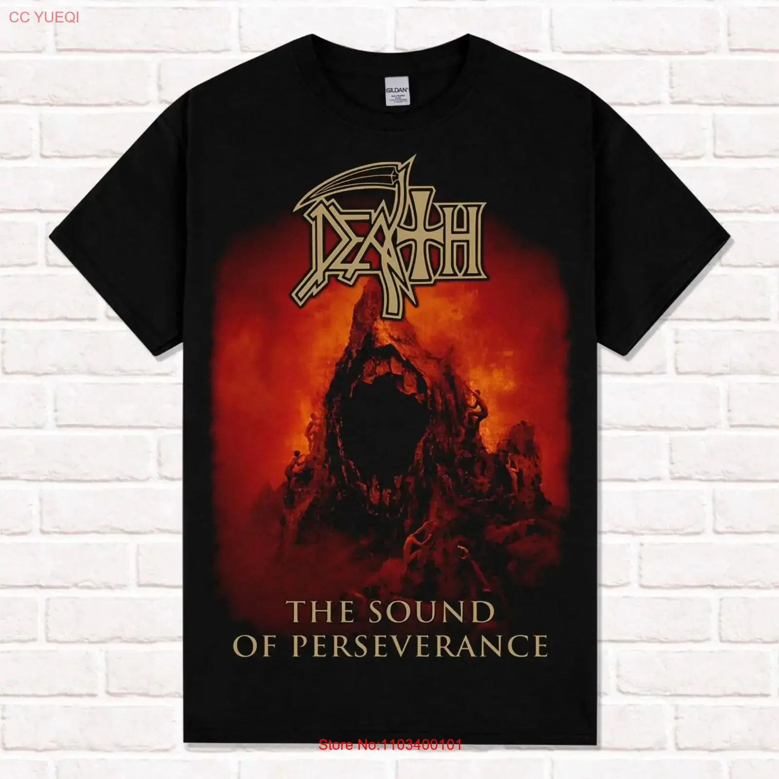 T-shirt noir vintage « Death The Sound Of Perseverance », légèrement graphique, élégant, mode homme, doux, extensible, unisexe