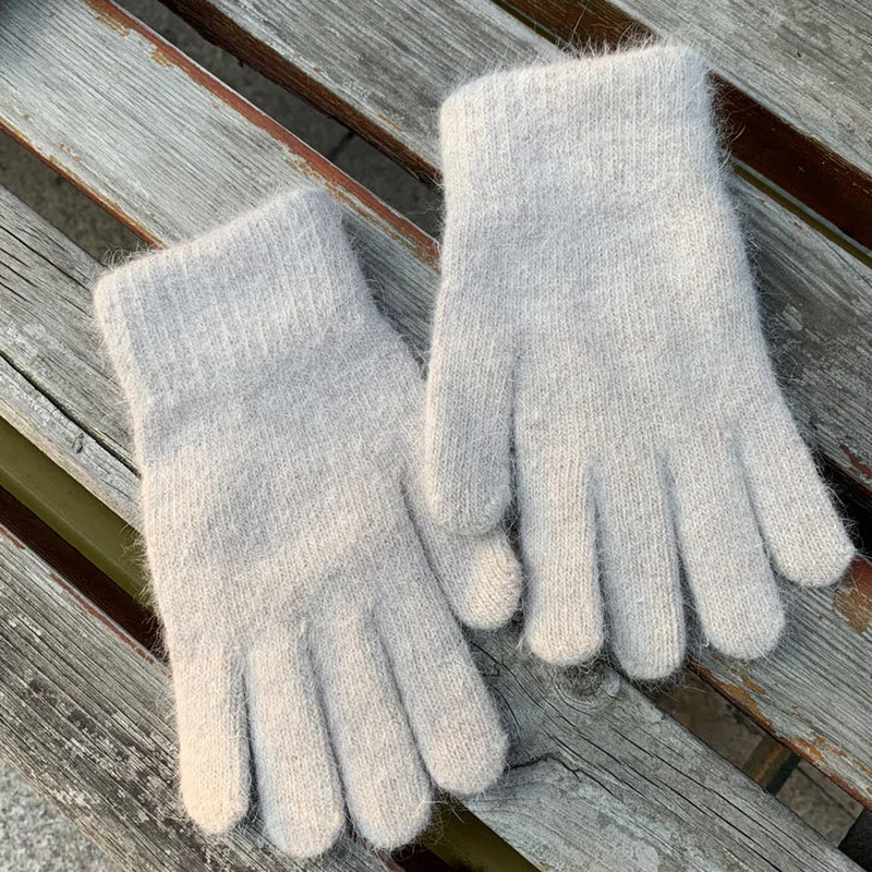 Guantes de punto suave para mujer, manoplas de Cachemira sólida de alta elasticidad, Multicolor, a prueba de viento, Invierno