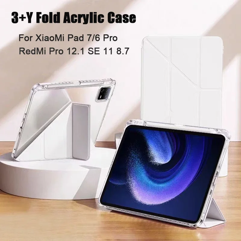 

For Xiaomi Mi Pad 7 Pro 11.2'' Case 2024 Acrylic Back Stand Cover For Xiaomi MiPad 6 5 Pro Redmi Pad SE 8.7 11 Inch Funda Capa