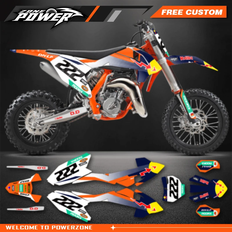 Powerzone Custom Team Decals Stickers Kits for KTM 65 SX SXF 2016 2017 2018 2019 2020 2021 2022 2023 Customized Number 16