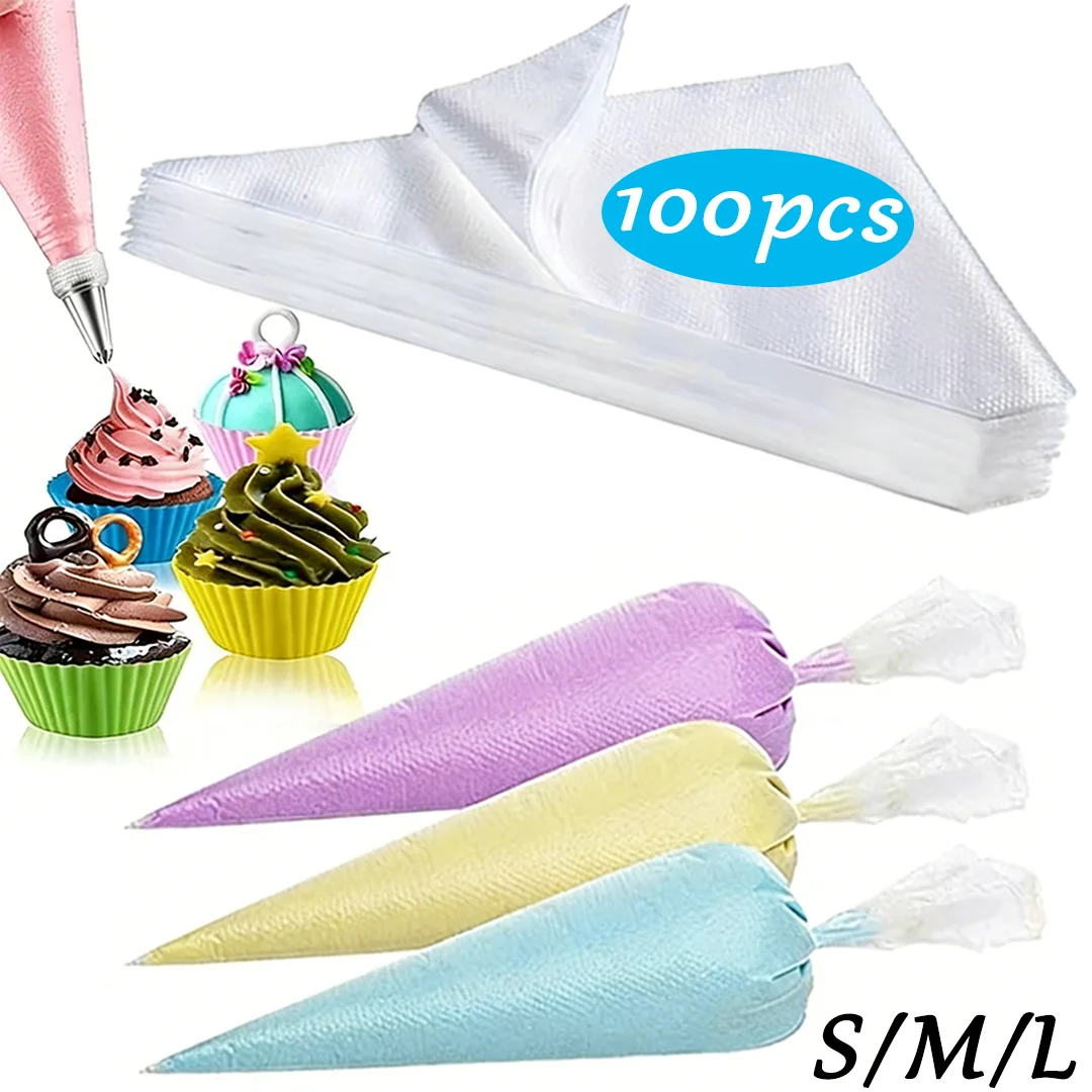 100Pcs Cake Piping Bags Set Multi-size Food Grade Clear Pastry Bag DIY Professional Home Bakers Cake Decor Bakery Accessories