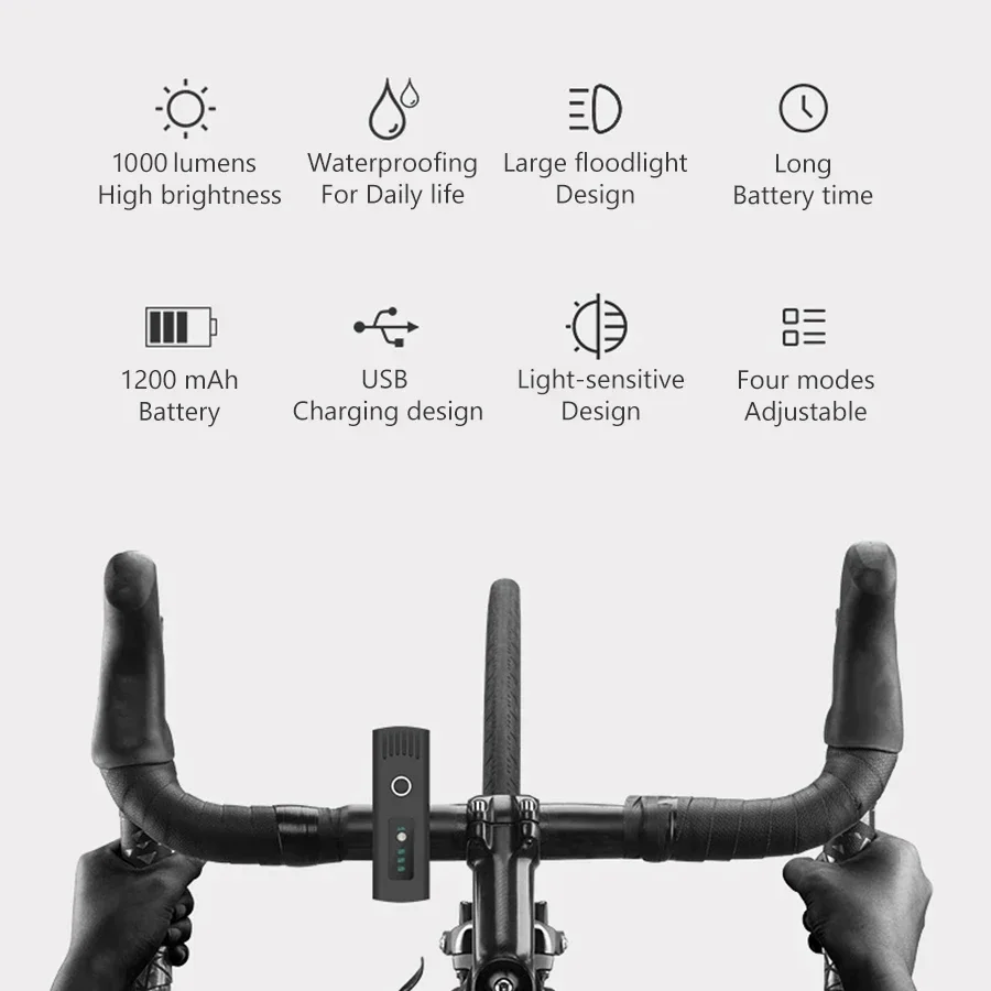 NEWBIRTH 1000Lumen LED Bicycle Headlight, Rechargeable High-power Bicycle Headlight MTB Headlight, Long-range Bicycle Headlight