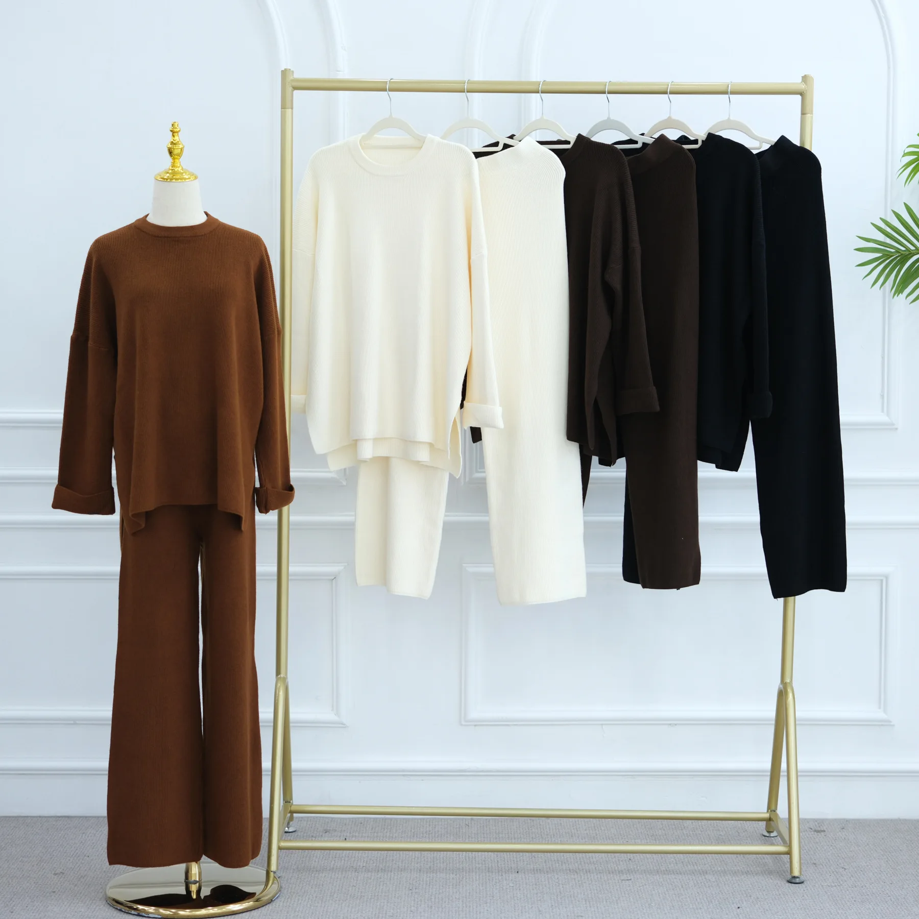 

Осень-зима, женские вязаные мусульманские комплекты, комплект из 2 предметов, платье, пуловер, свитер, эластичные брюки, костюм, Дубай, Абая, кафтан, спортивный костюм, ансамбли