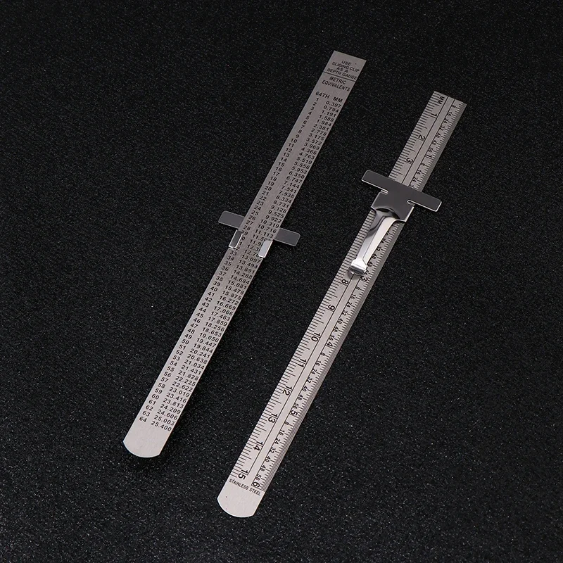6 Inch Stainless Steel Precision Ruler Sliding Pocket Ruler with Inch 1/32" mm/Metric Graduations High Precision