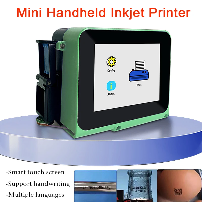 

Portable Printer Mini Handheld Inkjet Printer with Black Quick-Drying Ink Cartridges for QR Bar Batch Code Date Number Logo