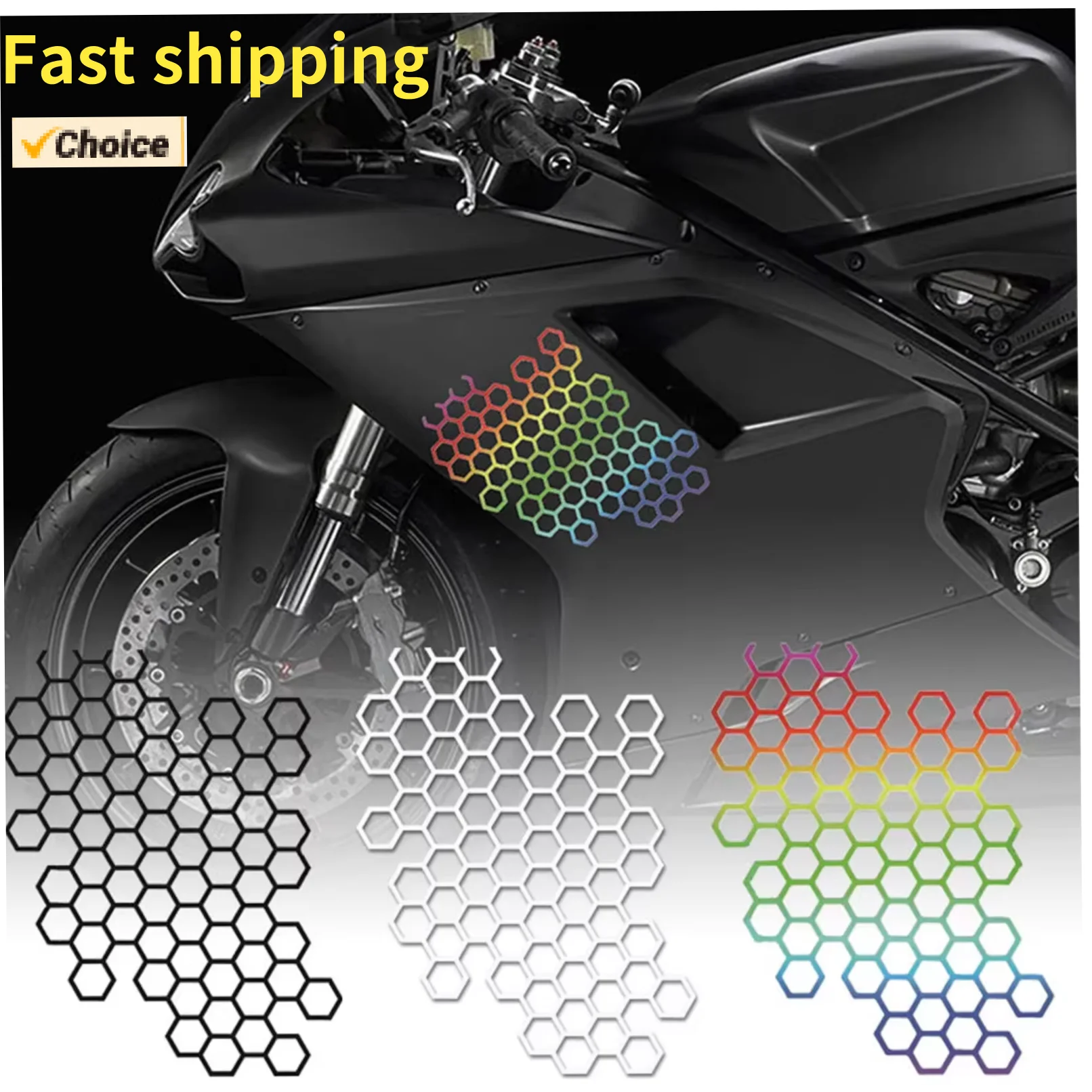 1Ppcs Motorcycle Sticker Honeycomb Helmet Decals Stickers Car Refit Creative Body Decoration Decals Waterproof Bumper Sticker