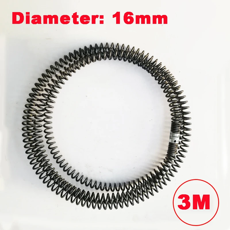 16mm Diameter 6m Length Kitchen Toilet Drain Pipe Dredger with Extension Spring Brush Cleaning Sewer Dredger Tool with Connector
