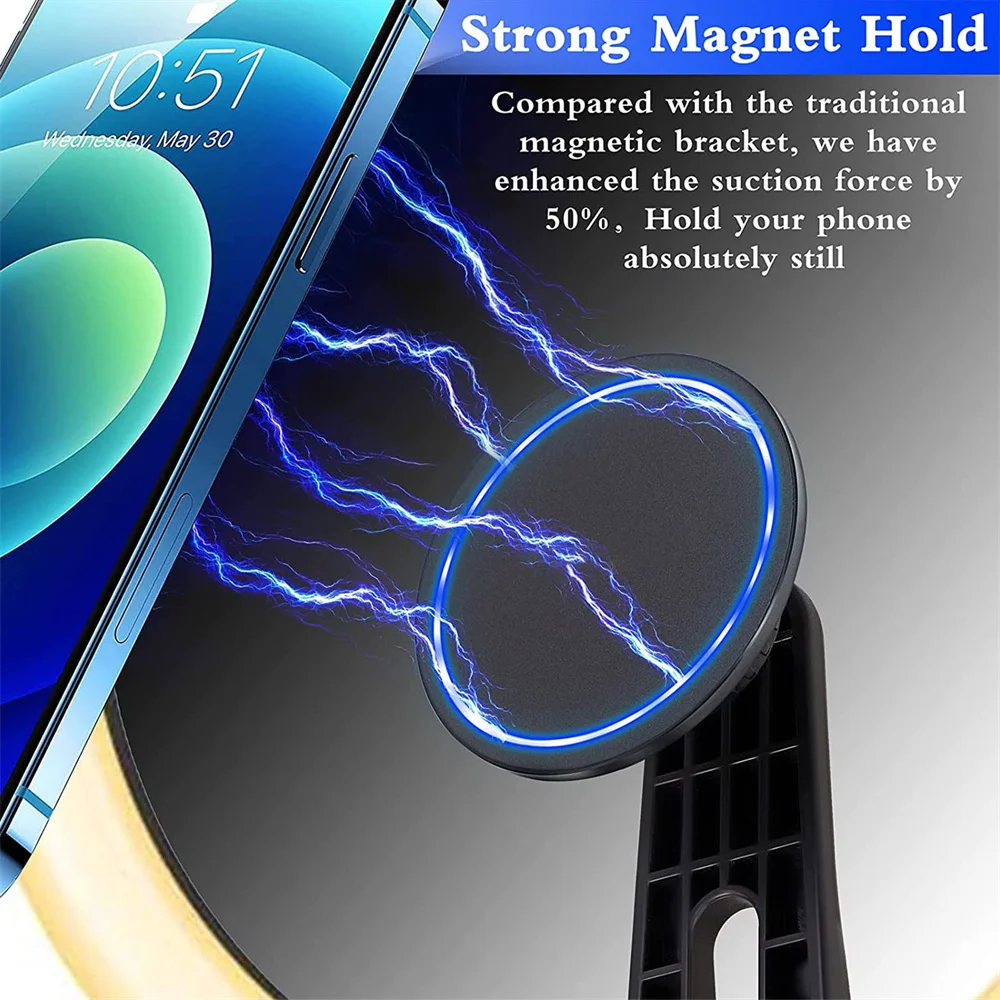 حامل هاتف مغناطيسي دوار 360 درجة، محول ثلاثي القوائم عالمي مع قبضة قوية لمدونات الفيديو والسفر وملء الحفارات الخفيفة