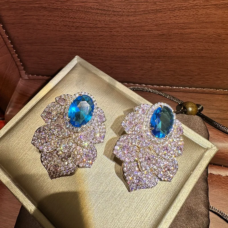 Bilincolor Petal Zircon Earrings For Women