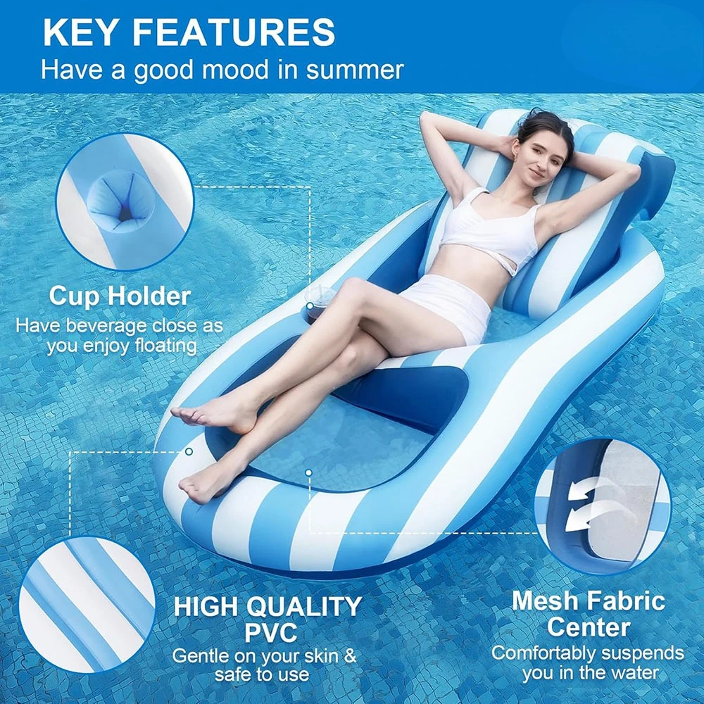 Inflatable Floating Raft for Adult Swimming Pools PVC Water Loungers Enjoy Summer Water Fun and Relaxing Poolside Moments