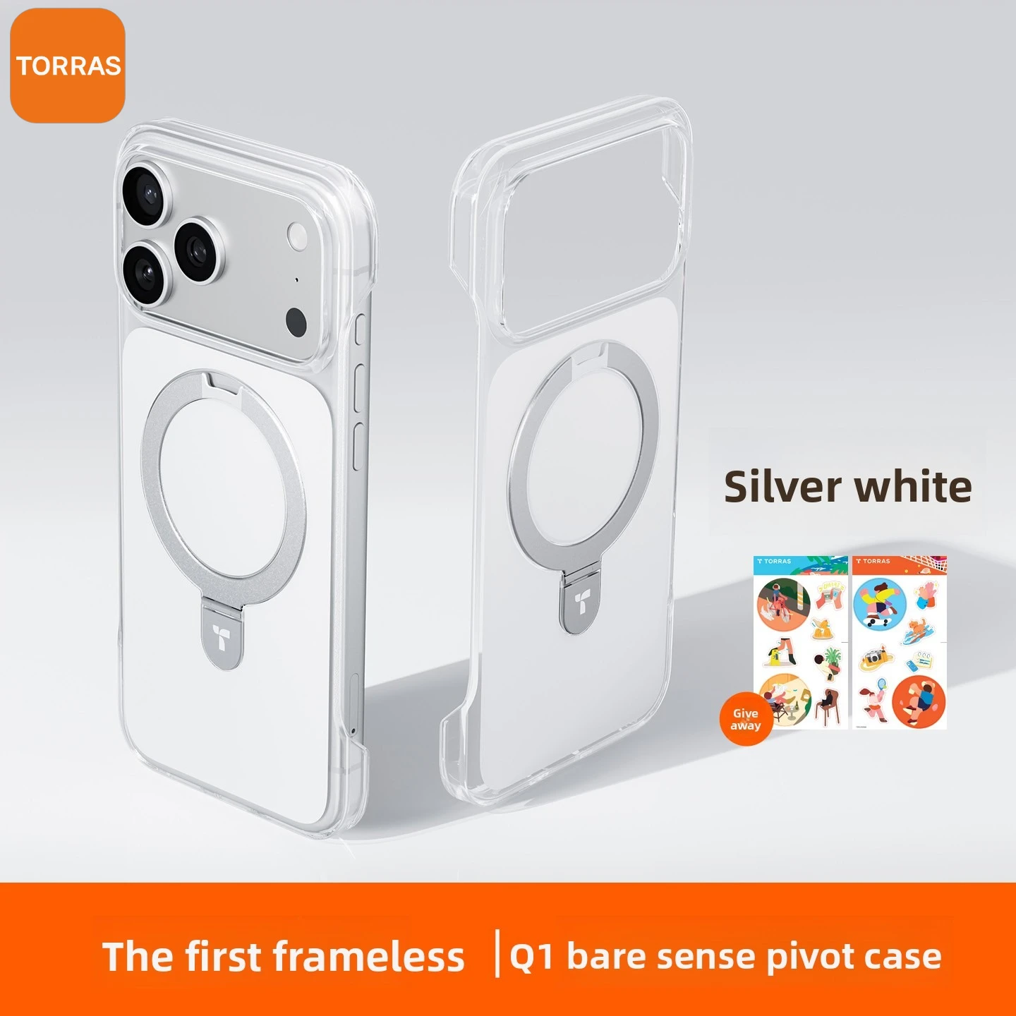 

Чехол TORRAS Slim Waist Q1 Support Case для Apple 17 16 Pro Max, новый прозрачный чехол Magsafe с подставкой, безрамочный