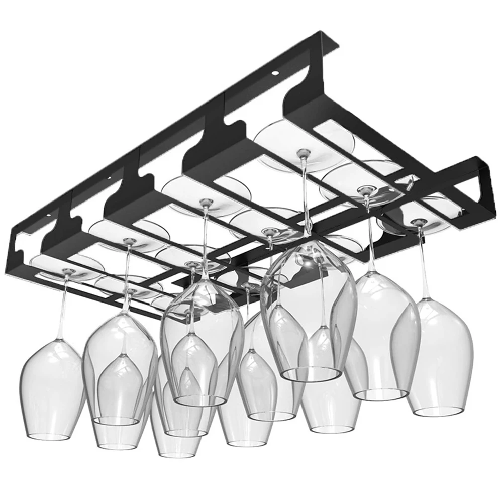 Metal Hanging Wine Glasses Storage Holder, Durable Goblet Rack for Cocktail Glasses, Easy Installation