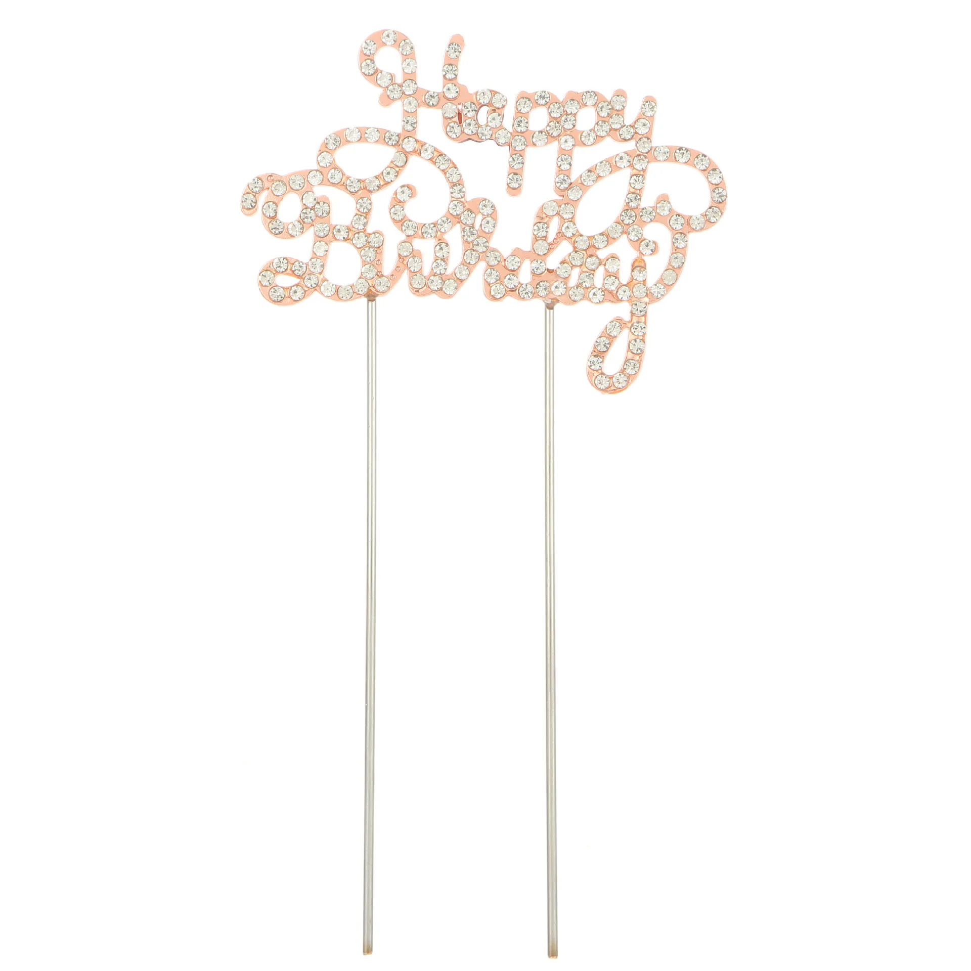 Happy Birthday Cake Topper Crystal Rhinestone Cake Insert Card Baby Shower Birthday Party Cake Decoration Baking Suppllies