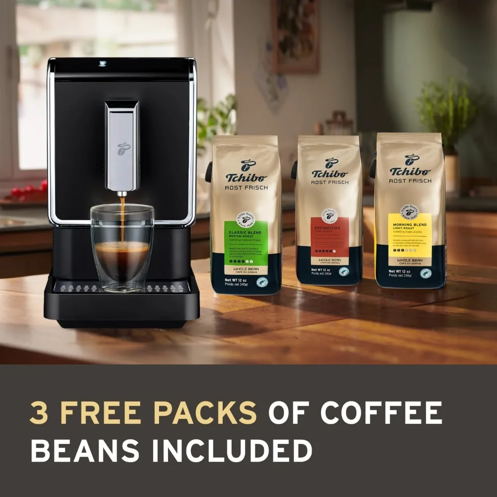 Automatic Espresso & Coffee Machine Bundle with Built-in Grinder, Comes With 3 x 12 oz. Bags of Whole Bean Coffee, Black