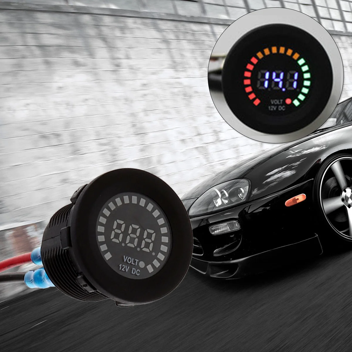 

12V Mini Digital Voltmeter LED Screen Easy Install Anti-Reverse Short Circuit Protection for Cars Motorcycles Voltage