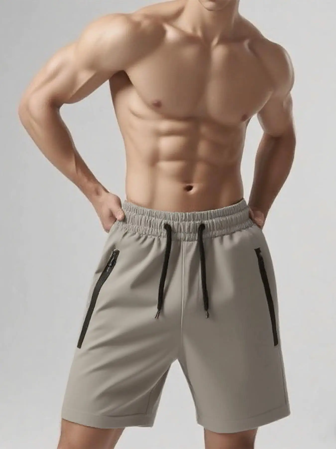 

Новые стильные мужские повседневные спортивные летние быстросохнущие повседневные шорты на шнурке с карманами на молнии - плавки для фитнеса и тренировок