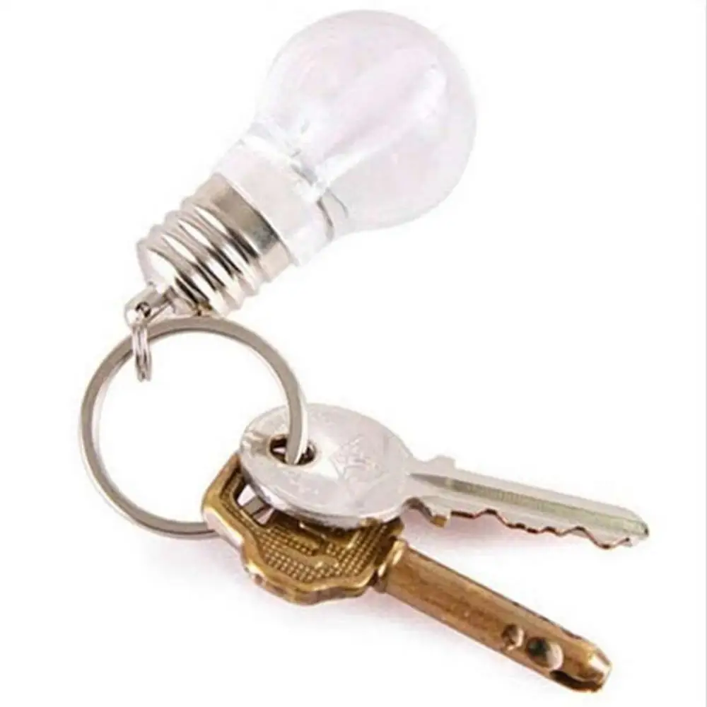 LED Flashlight Light Bulb Lamp Keychain Color Changing Key Ring Mini Flashlight Backpack Charm Creative Key Ring Party Gift