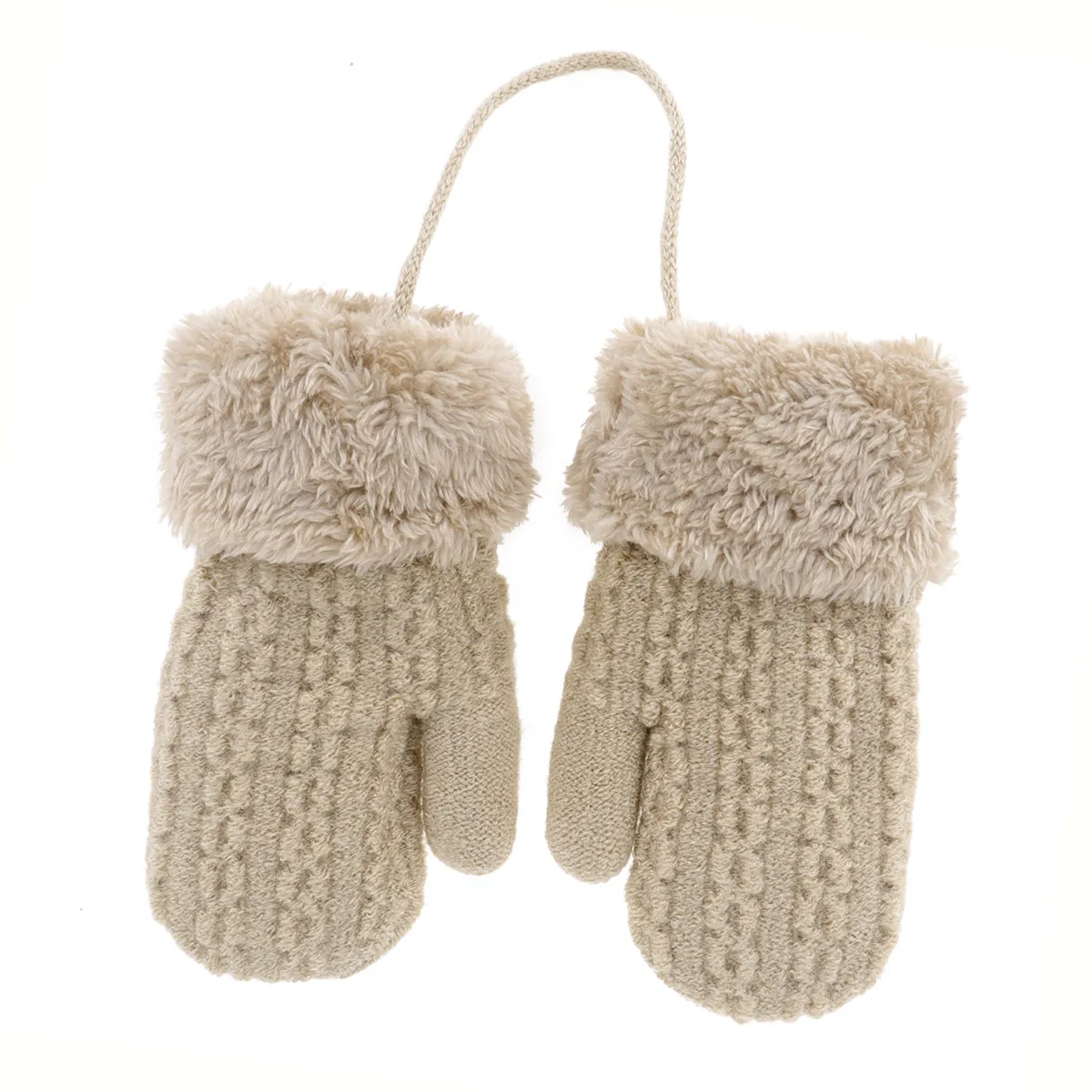 

Детские зимние теплые вязаные перчатки с двойным слоем для защиты рук, для детей 1-4 лет, кофейного цвета