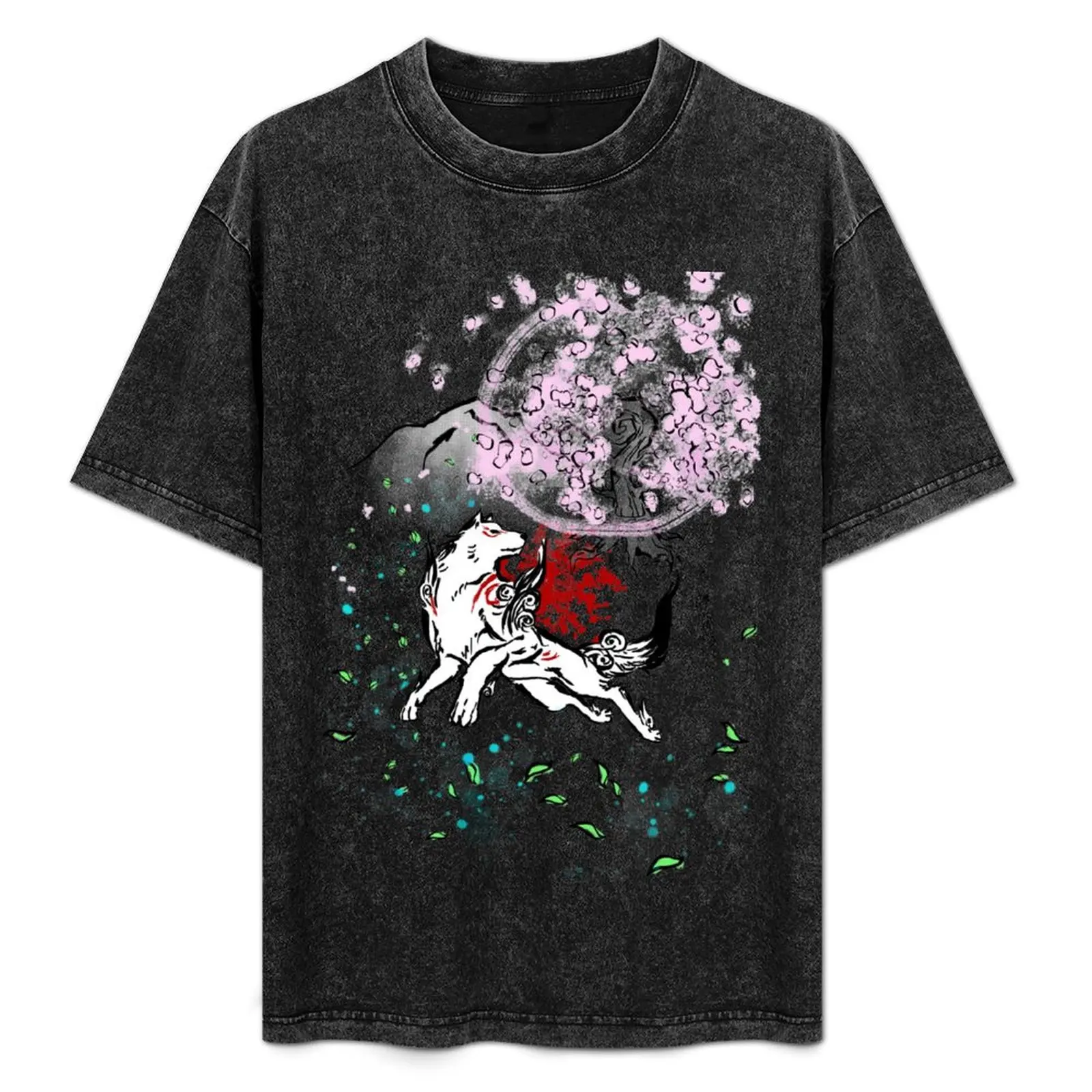 

Amaterasu Okami with Cherry Blossoms T-Shirt cute tops man clothes Short sleeve tee men