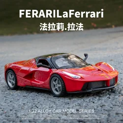 Ferrari Laferrari-modelo de coche de aleación de Metal fundido a presión, escala 1:32, luz de sonido, Colección Pull Back, regalos de juguete para niños, A150