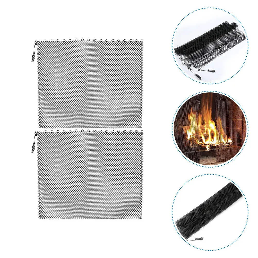 

Heavy Duty Mesh Fireplace Screen Panels Iron Hearth Curtains Sparks Guard For Fireplaces Heat Resistant Metal Mesh Curtain Home