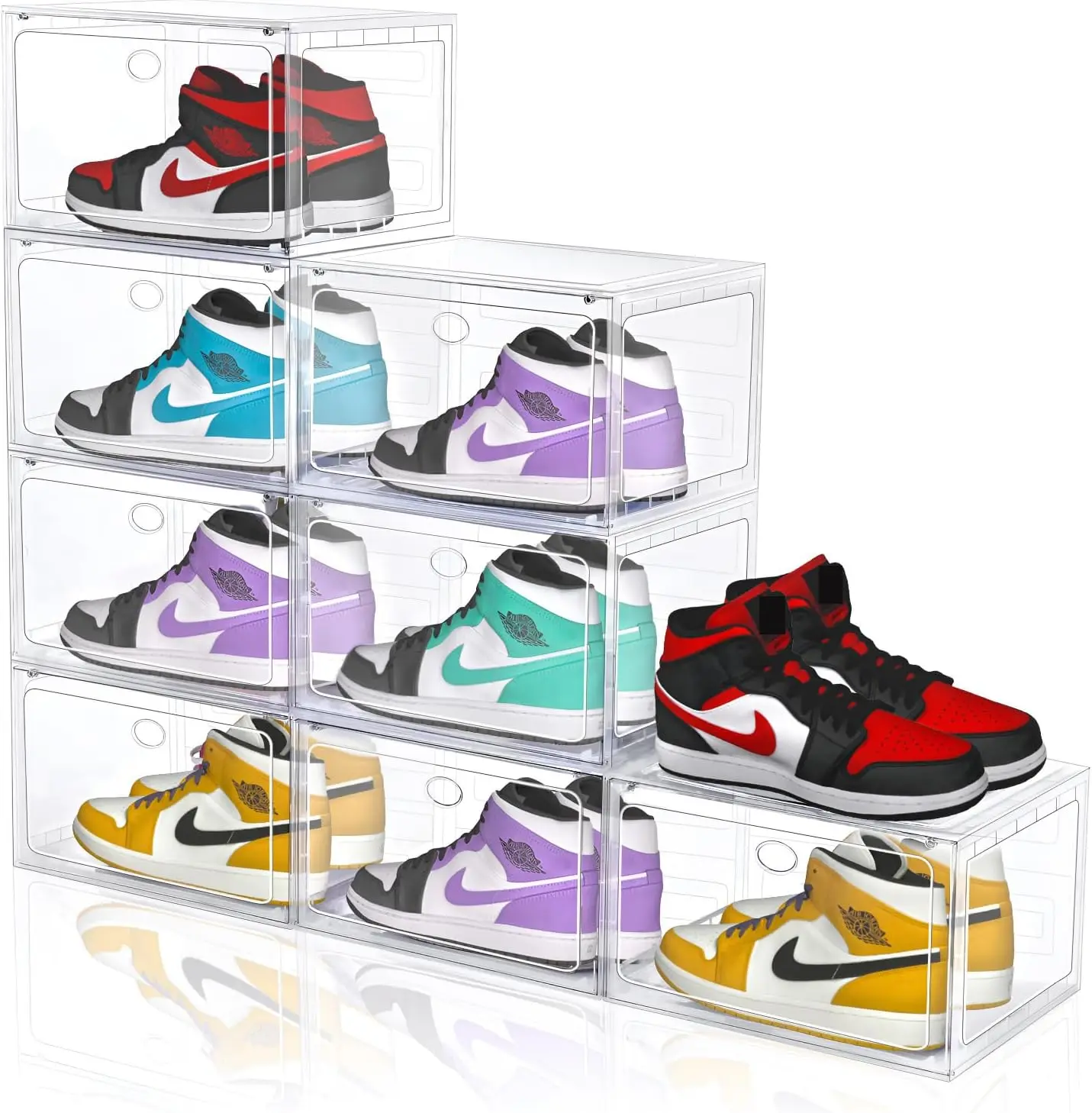 

Clear Plastic Stackable Shoe Storage Boxes, 8 Pack with Magnetic Door, Fits Up to US Size 13