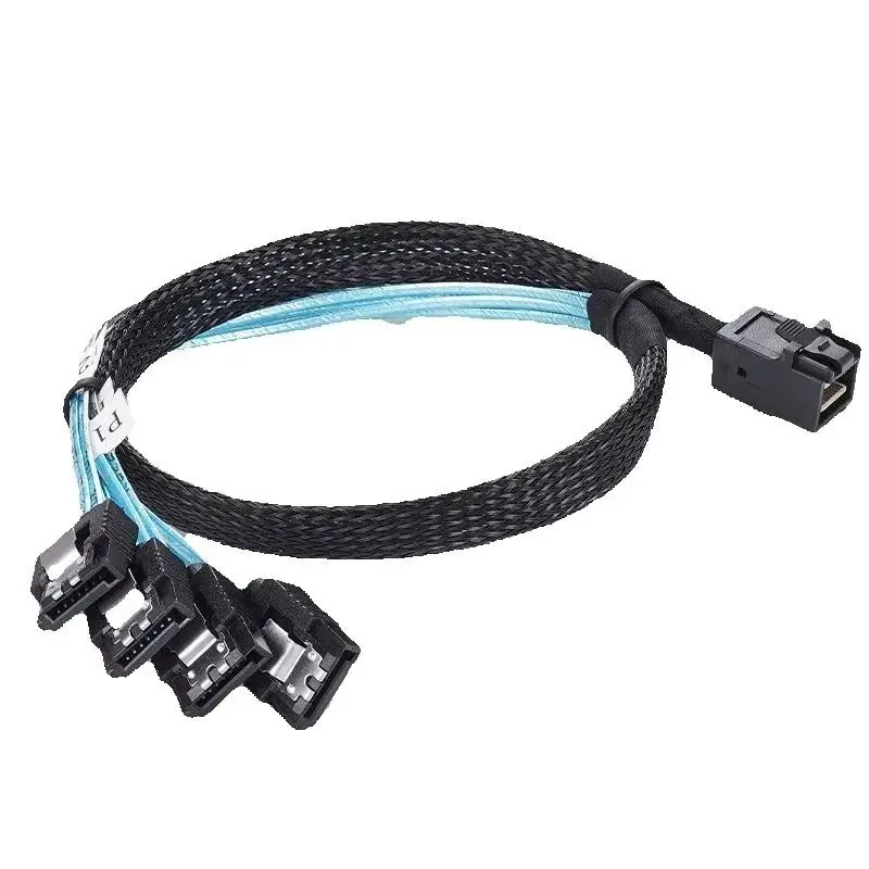1M 0.5M HD Mini SAS 12G SFF-8643 To SATA Cable Adapter,Internal SFF 8643 Motherboard Controller To 4 SATA Hard Drive Converter