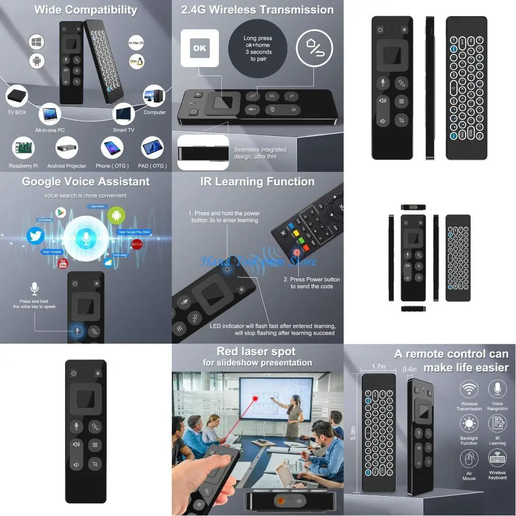 

H37F T9 2.4G Wireless Voice Bluetooth-compatile Air Mouse Remote Controller Keyboard
