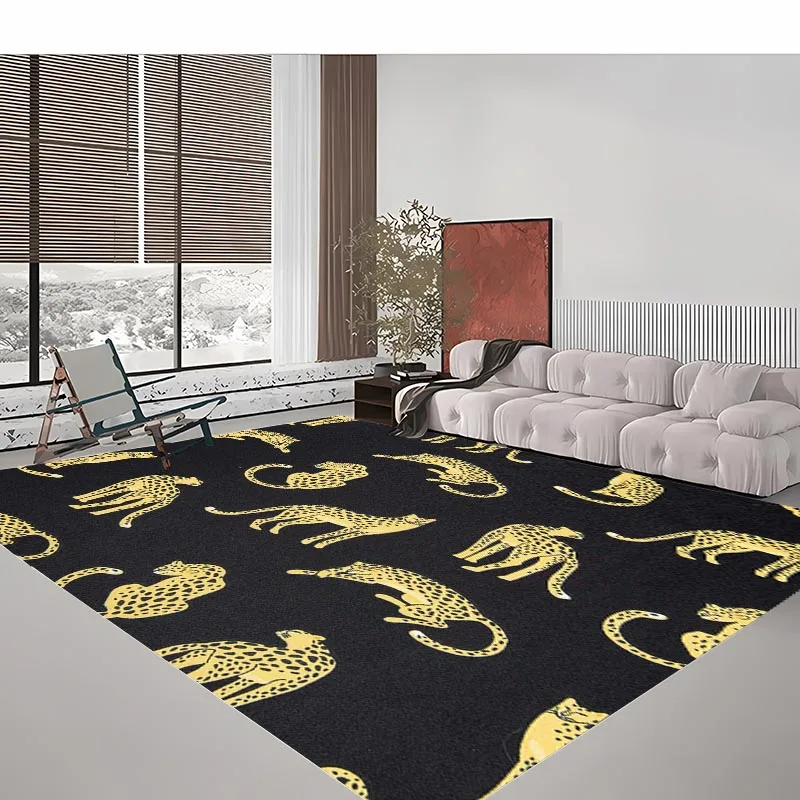 Light Luxury Leopard Printing Carpet for Living Room Bedroom Hallway Alfombra Anti-slip Soft Rugs Sofa Doormat Home Decor Tapete