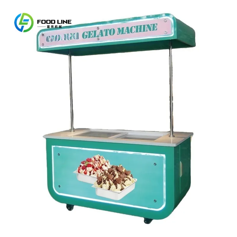 

Customized Commercial Gelato Cart - Premium Ice Cream Kiosk for Street & Event Vending