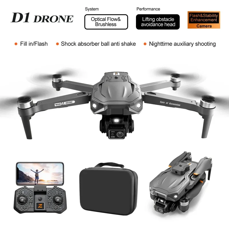 D1 Drone 8K Câmera HD Profissional, Elevação 360 °, Evitar Obstáculos, Grande Angular, Fluxo Óptico, 5G, WiFi, Motor Brushless, RC Aircraft