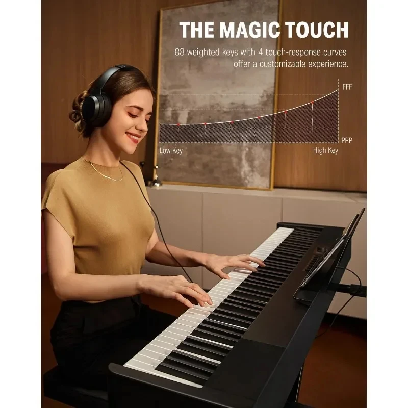 Digital piano gewichtetes Set mit Stand-Sustain-Pedal-Trage tasche und Tastatur aufklebern für Erwachsene