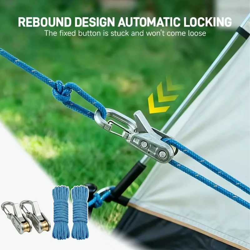 1-4Sets New Quick Hook Rope Tensioner Tool Adjustable Easy Fasten Tightener for Camping Tarp Tent Hammock Outdoor Load Securing